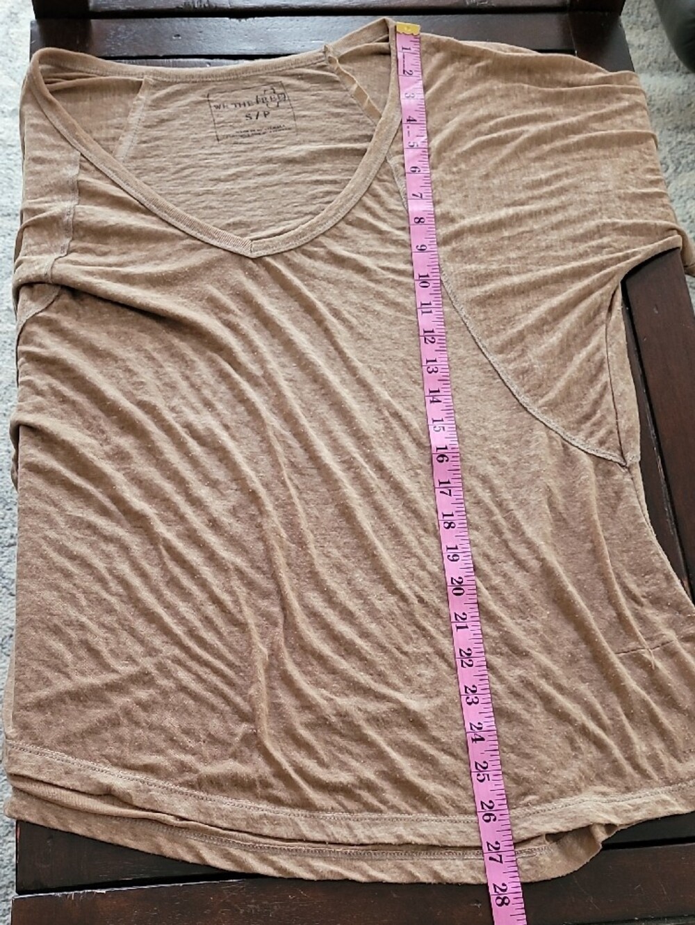We The Free Brown Taupe Short Sleeve V-Neck Top - Picture 9 of 9